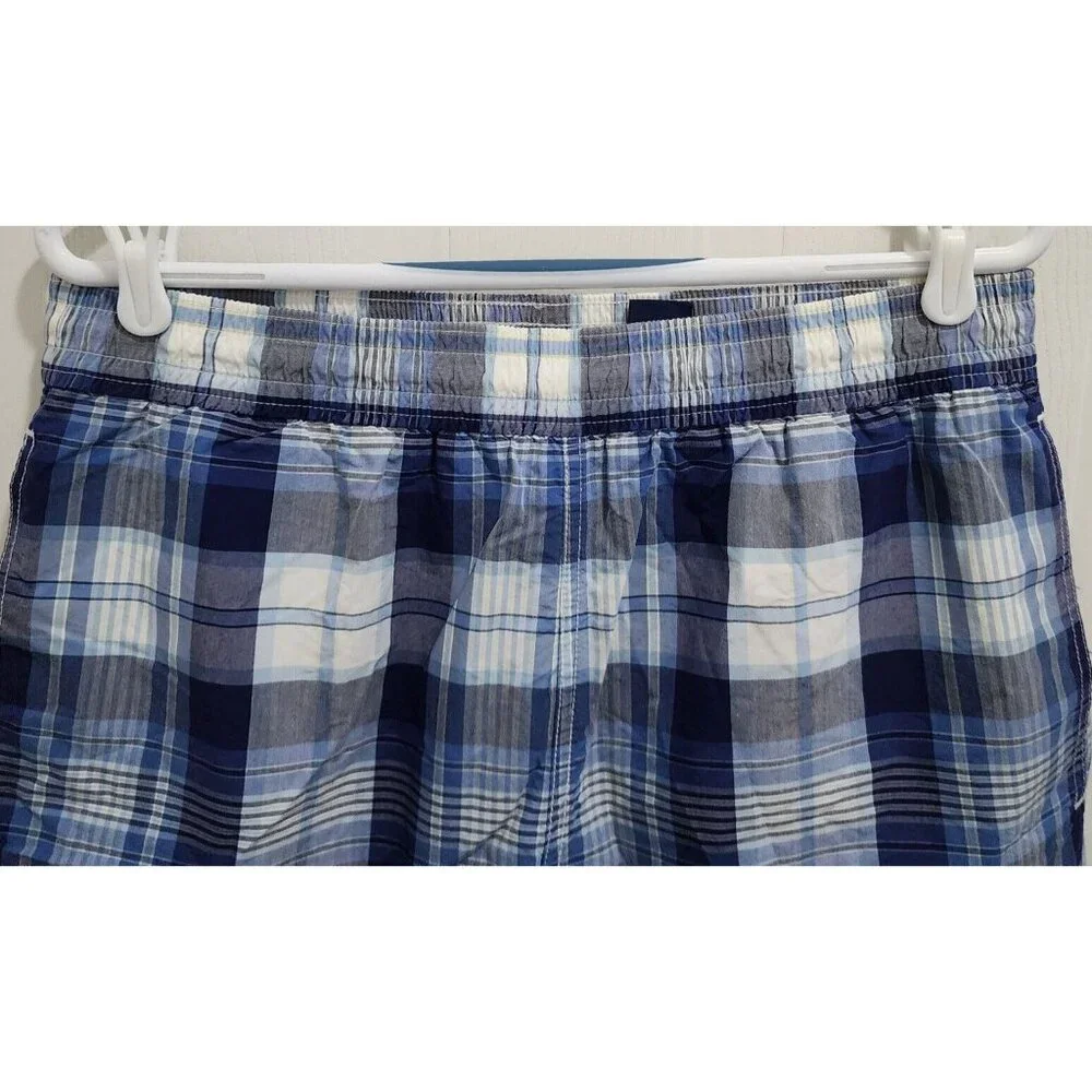 Polo Ralph Lauren Blue Plaid Drawstring Swim Shorts Trunks Size M‎ Yellow Pony